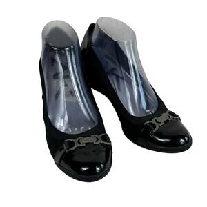 Anne Klein Sport AK Black Closed Toe Slip On Wedge Heels Size 9